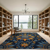Navy Sunflower Medallion Area Rug