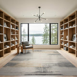 Distressed Grey Diagonal Stripe Area Rug