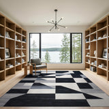 Geometric Modern Black and White Abstract Geometric Black White Area Rug