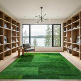 Geometric Modern Green Vibrant Green Geometric Block Area Rug