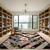 Pink Floral Striped Area Rug