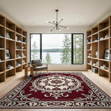 Ornate Burgundy Medallion Persian Rug