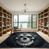 Floral Vintage Ornate Gothic Skull Area Rug