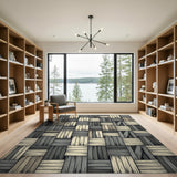 Grey Woven Plank Geometric Area Rug