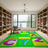 Multi-color and Patterns Vibrant ABC Alphabet Kids Learning Rug