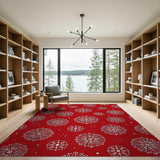 Red Snowflake Holiday Area Rug
