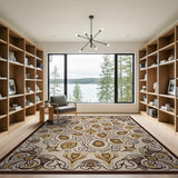 Gold Floral Beige Persian Area Rug