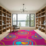 Multi-color and Patterns Abstract Area Vibrant Pink Swirl Abstract Area Rug