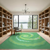 Hypnotic Green Spiral Abstract Rug