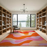 Multi-color and Patterns Vibrant Wavy Abstract Multi-Color Area Rug
