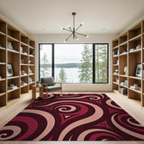 Red Swirling Red Abstract Area Rug