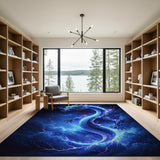 Blue and Teal Electric Blue Dragon Storm Area Rug