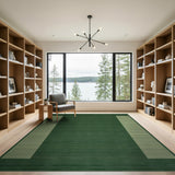 Emerald Green Textured Border Stripe Rug
