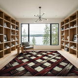 Distressed Brown Lattice Woven Area Rug