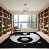 Cosmic Yin Yang Black White Area Rug