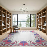 Multi-color and Patterns Pink Purple Floral Border Area Rug