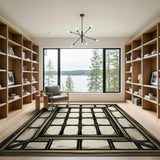 Distressed Shoji Window Frame Area Rug