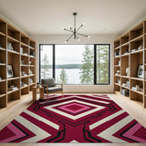 Bold Geometric Red Pink Area Rug