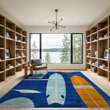 Abstract Surfboard Coastal Blue Area Rug