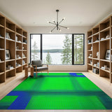 Green Geometric Modern Vibrant Green Grid Geometric Area Rug
