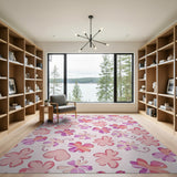 Floral Vintage Whimsical Pink Floral Area Rug