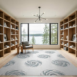 Grey Vortex Swirl Abstract Area Rug