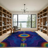Rainbow Microphone Swirl Area Rug