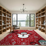 Festive Snowman Cartoon Area Rug