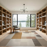 Modern Geometric Abstract Beige Area Rug
