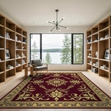 Burgundy Gold Ornate Persian Area Rug