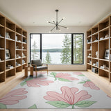 Floral Vintage Whimsical Pink Floral Scatter Area Rug