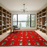 Vibrant Cherry Red Fruit Pattern Area Rug