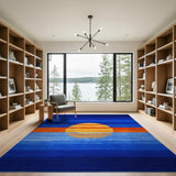 Gradient Blue Sunset Striped Area Rug