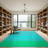 Blue and Teal Teal Wavy Stripe Coastal Area Rug