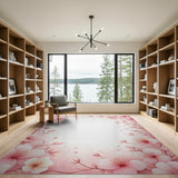 Blush Pink Cherry Blossom Border Area Rug