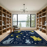 Starry Night Cosmic Cats Area Rug
