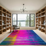Vibrant Multi-Color Brushstroke Abstract Rug