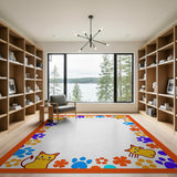 Playful Cartoon Cats Paws Border Rug