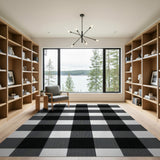 Geometric Modern Bold Black White Checkered Area Rug