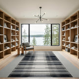 Black White Vertical Striped Distressed Area Rug