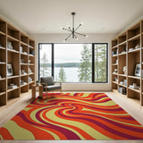 Multi-color and Patterns Vibrant Wave Abstract Area Rug