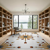 Orange Starburst Southwestern Area Rug