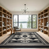 Black White Geometric Southwestern Area Rug