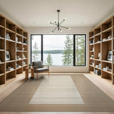 Beige Woven Area Rug with Ivory Striped Inset