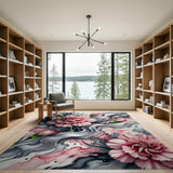 Pink Carnation Watercolor Abstract Rug