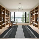Vertical Modern Black White Vertical Stripe Area Rug