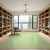 Mint Green Floral Vintage Area Rug