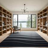 Sweeping Grey Waves Abstract Area Rug