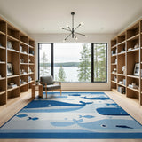 Cute Blue Whale Ocean Kids Area Rug