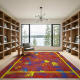 Vibrant Tribal Handprint Area Rug